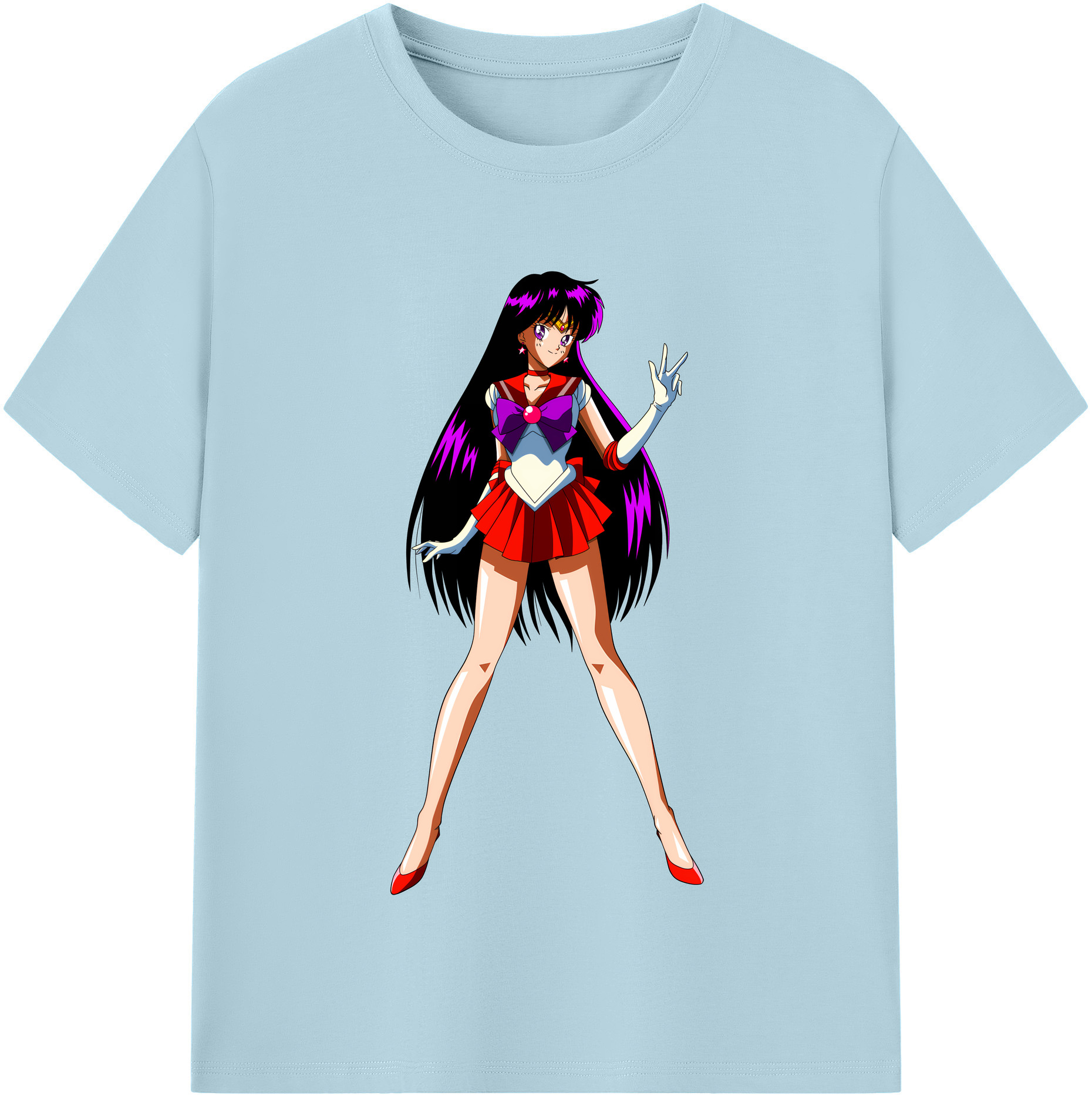 （画像用） 美少女戦士セーラームーン 火野レイ ひの レイ Sailor Moon Hino Rei （セーラーマーズ,Sailor Mars） 綿100％半袖Tシャツ（フロントプリント）
